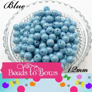 12mm AB Blue Bubblegum Bead, Chunky Gumball Bead, Chunky Round Acrylic Bead, Chunky Bead Supply, Bubblegum Necklace Supply.