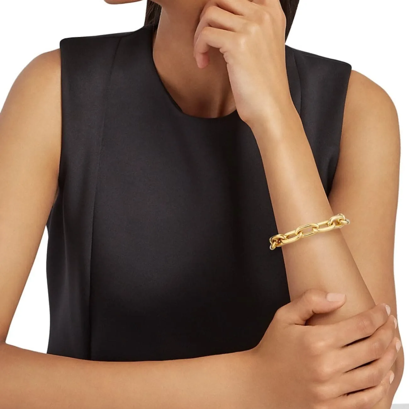 18KT YELLOW GOLD CHUNKY PAPERCLIP BRACELET
