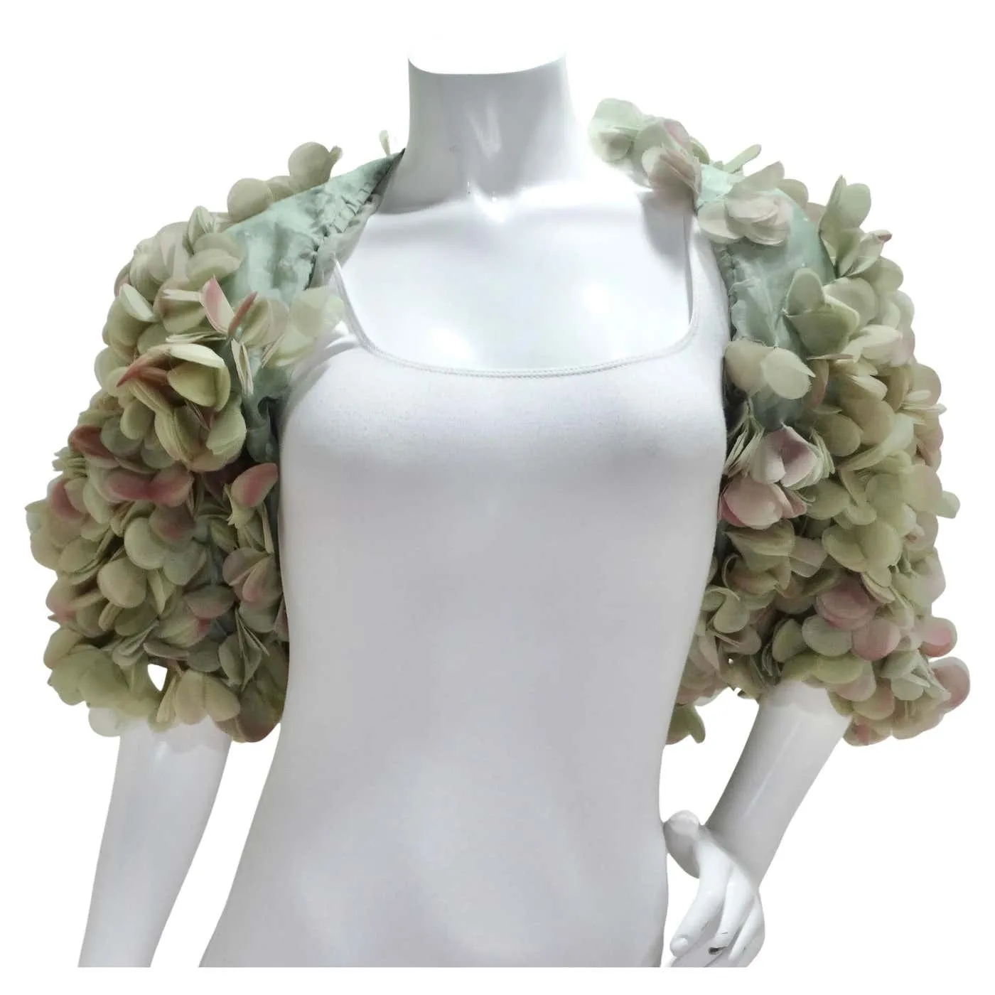 1990s Randolph Duke 3D Flower Petal Applique Bolero Shrug