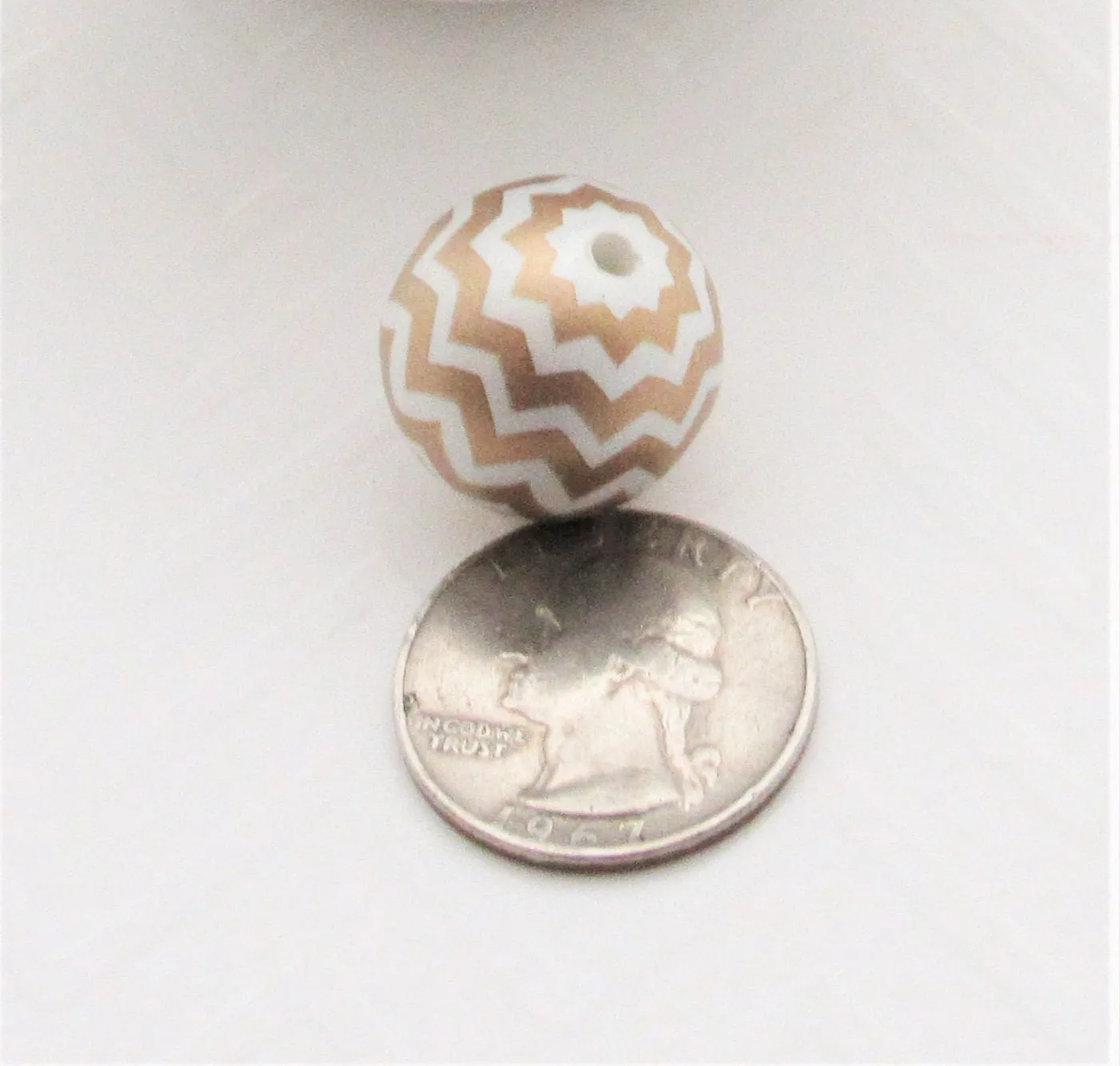 20mm Orange Chevron on Matte White Pearls,  Bubblegum Beads, Chunky Gumball Beads, Bubblegum Bead Supply, Chunky Printed Pearl Beads