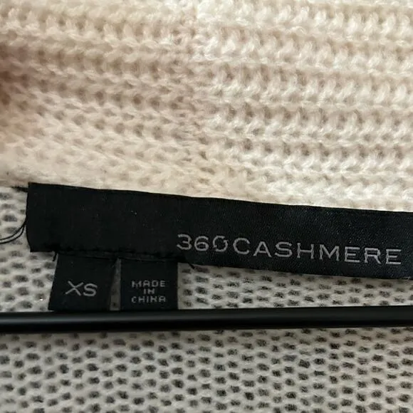 360 Cashmere Cream with Black Embroidery midi Duster Cardigan Size XS