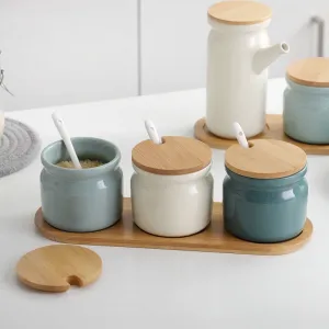 4 Or 5 Piece Stylish Ceramic Condiment Pots