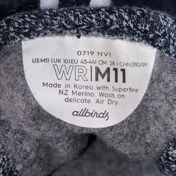 Allbirds Wool Runners Men’s Size 11 Natural Grey Light Grey Sole