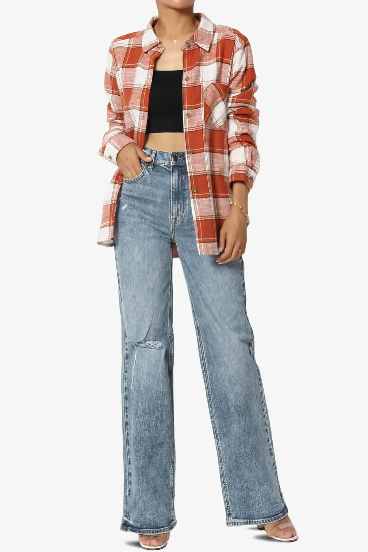 Allegra Plaid Flannel Button Down Shirt