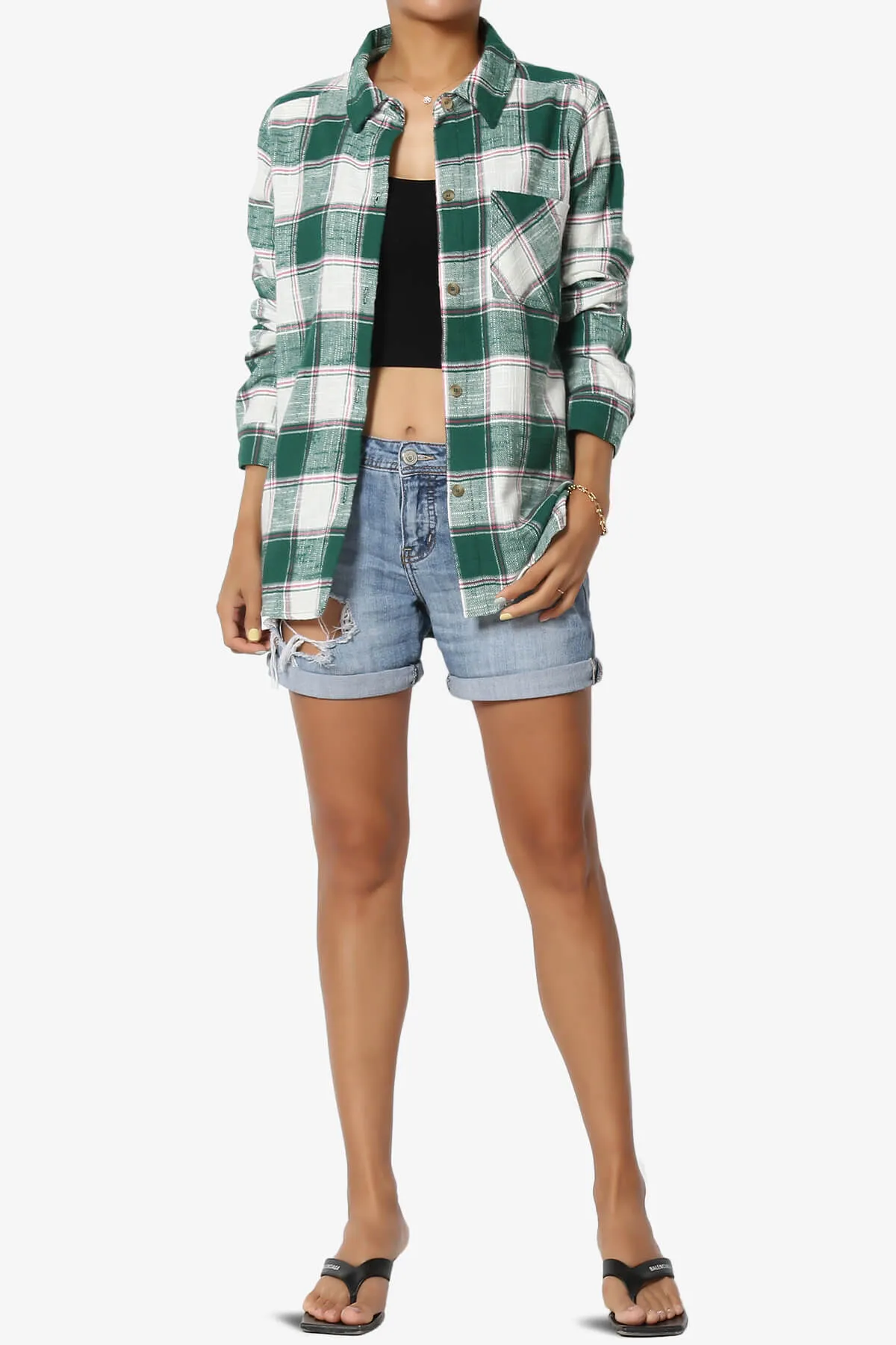 Allegra Plaid Flannel Button Down Shirt