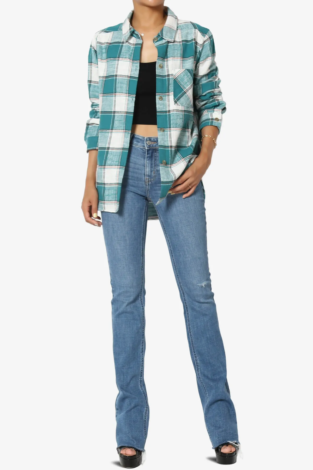 Allegra Plaid Flannel Button Down Shirt