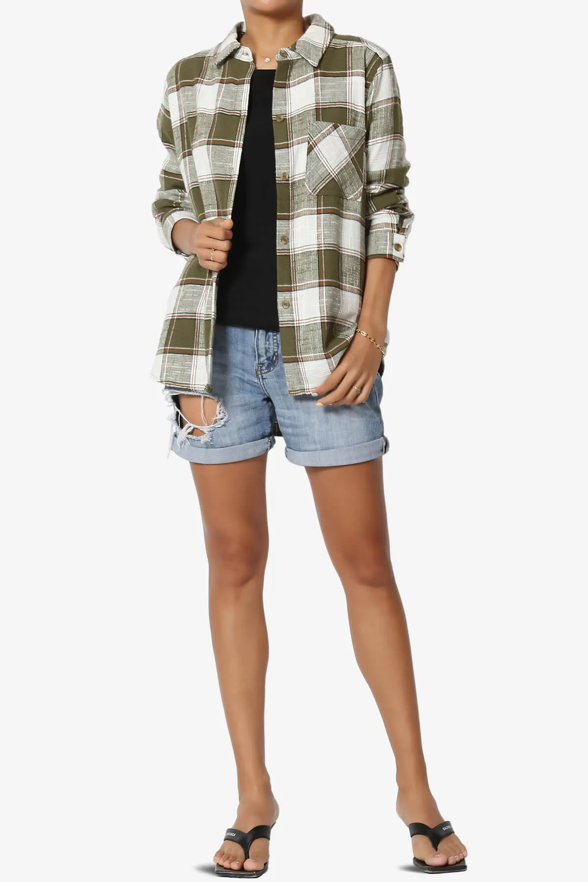 Allegra Plaid Flannel Button Down Shirt