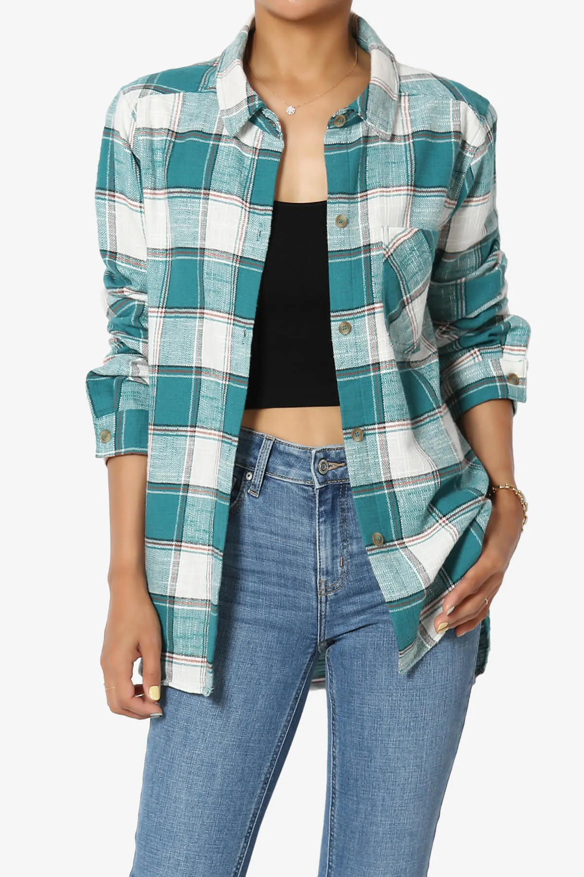 Allegra Plaid Flannel Button Down Shirt