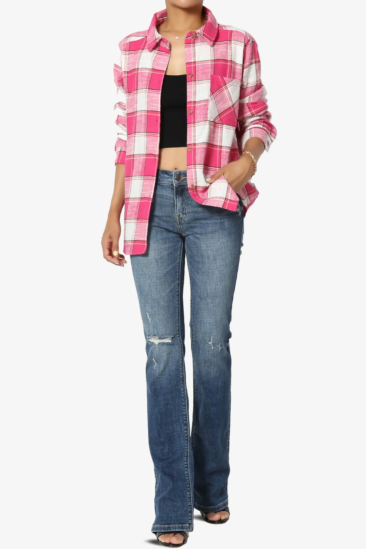 Allegra Plaid Flannel Button Down Shirt