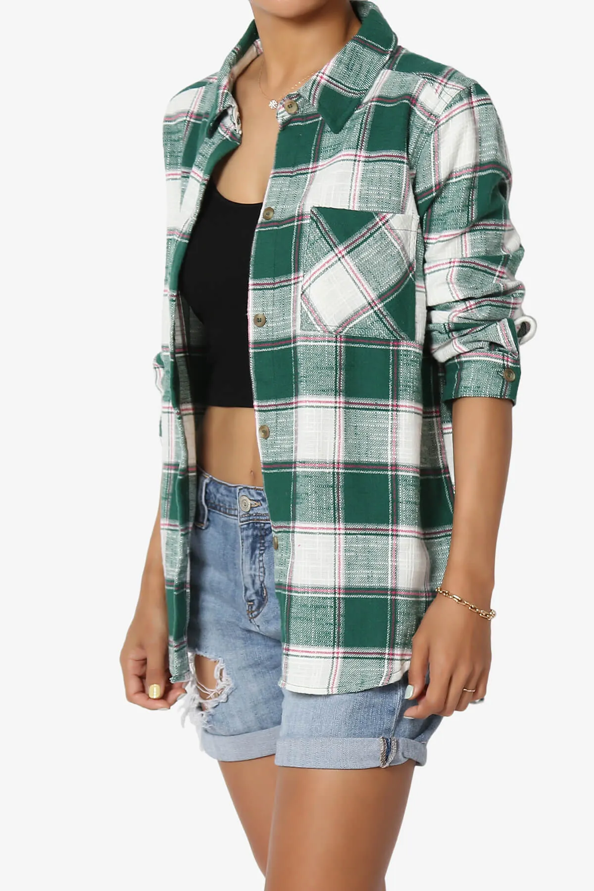 Allegra Plaid Flannel Button Down Shirt