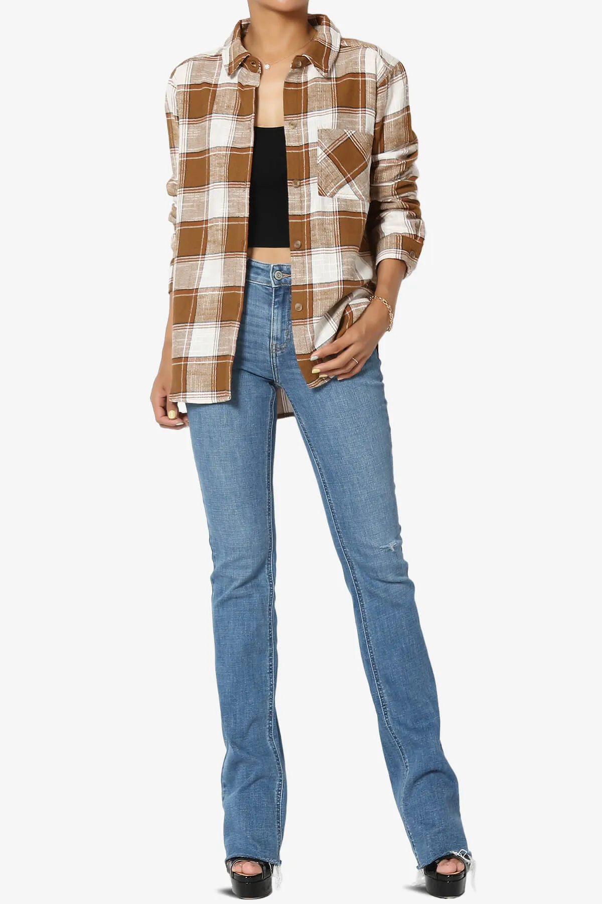 Allegra Plaid Flannel Button Down Shirt