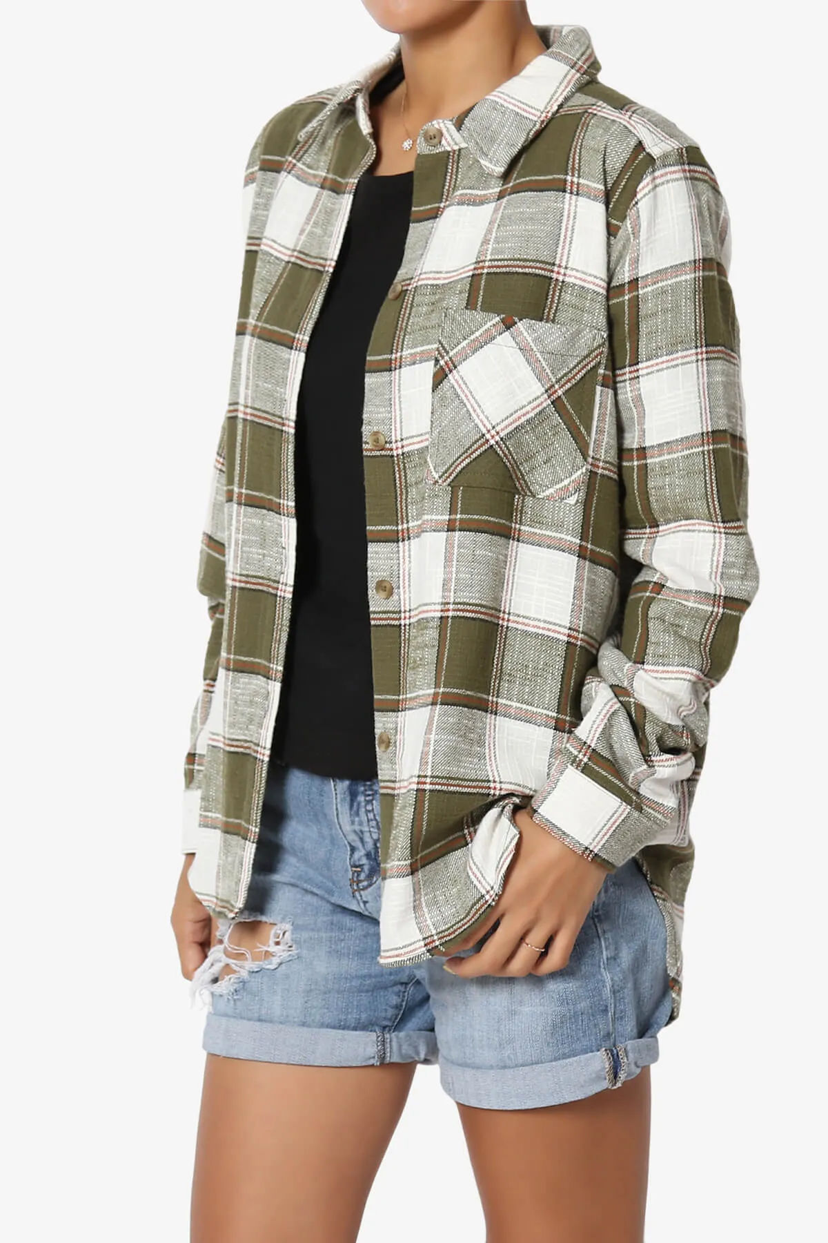 Allegra Plaid Flannel Button Down Shirt