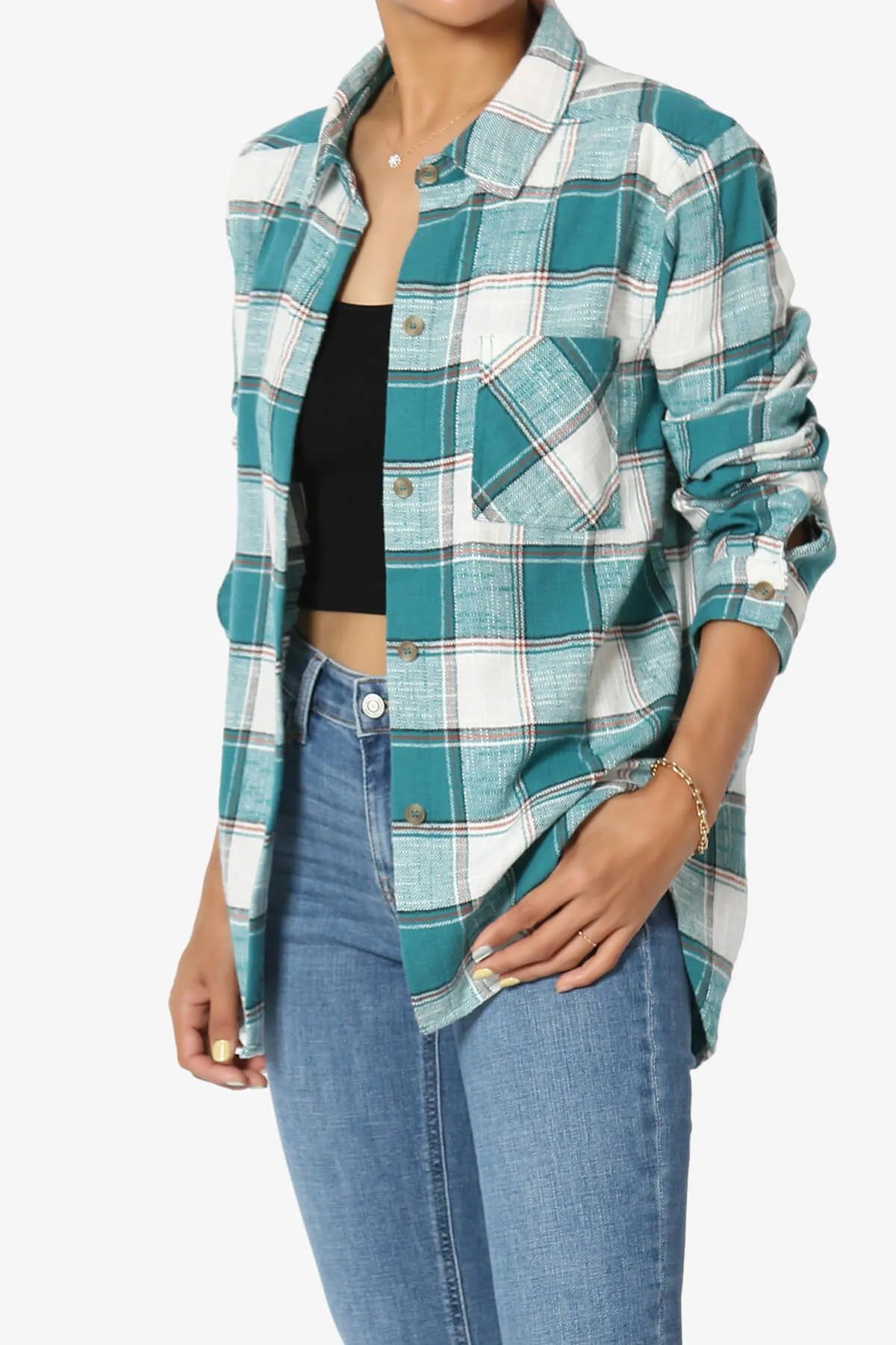 Allegra Plaid Flannel Button Down Shirt
