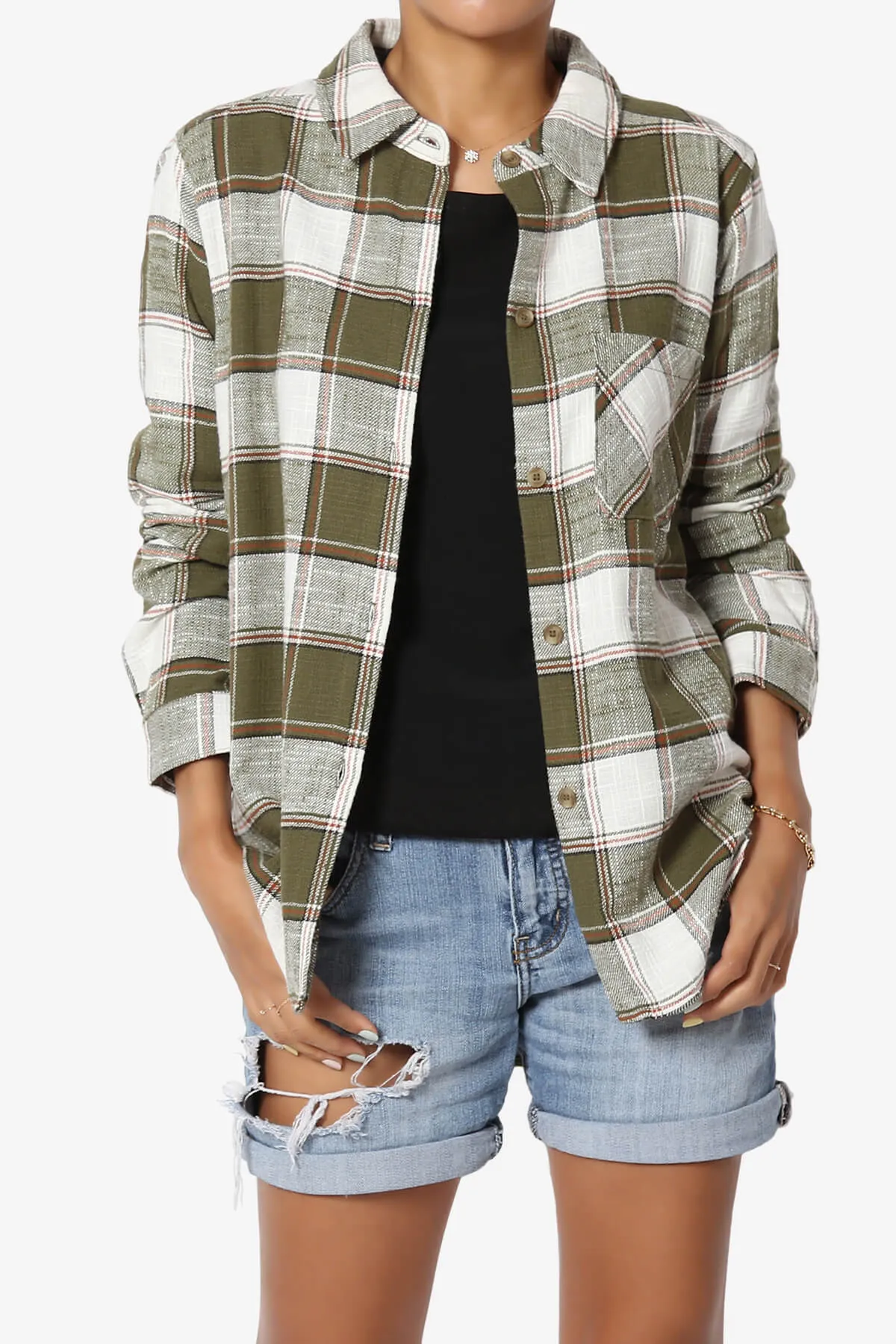 Allegra Plaid Flannel Button Down Shirt