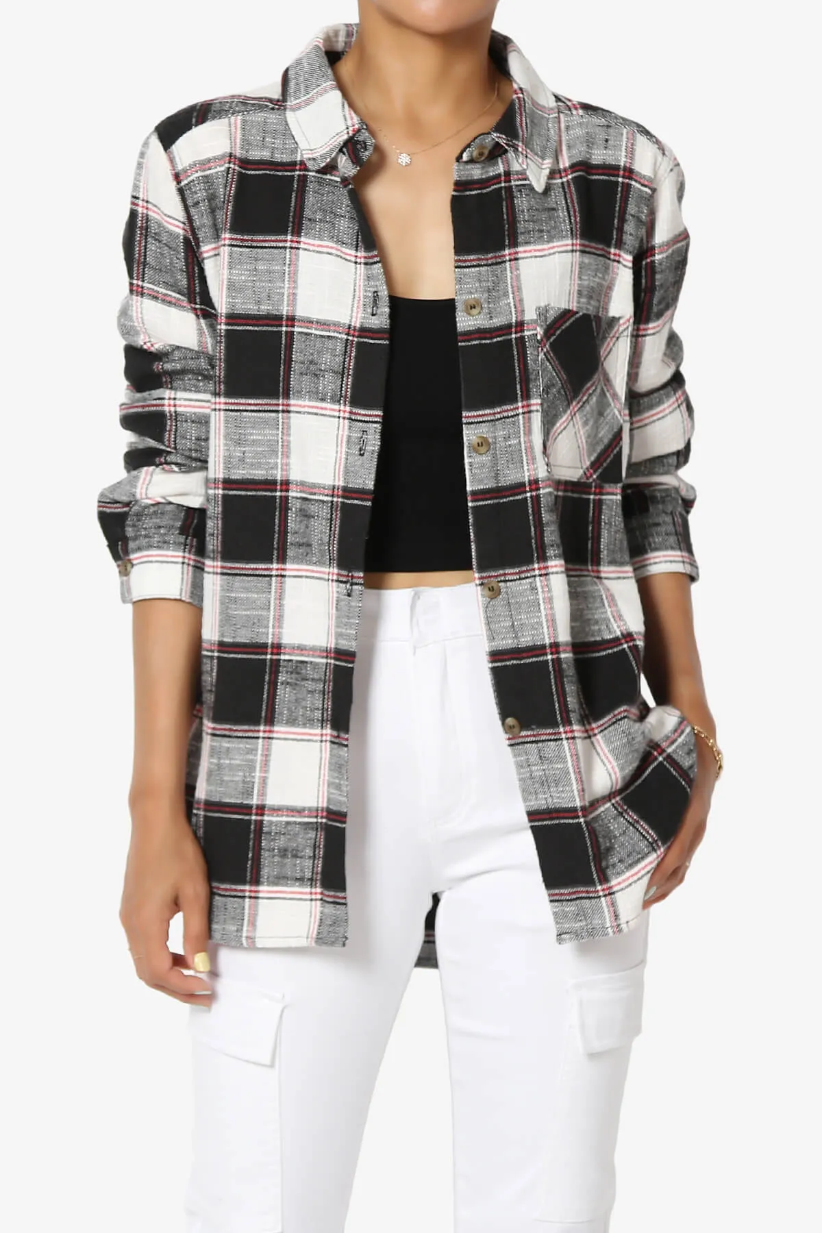 Allegra Plaid Flannel Button Down Shirt