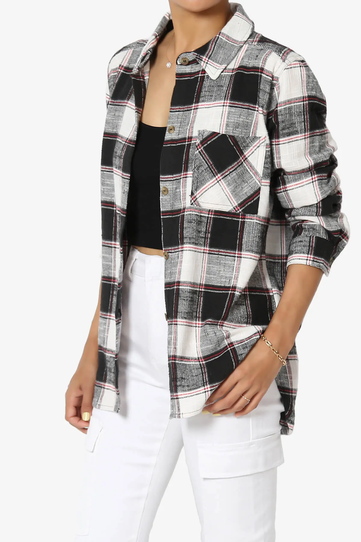 Allegra Plaid Flannel Button Down Shirt