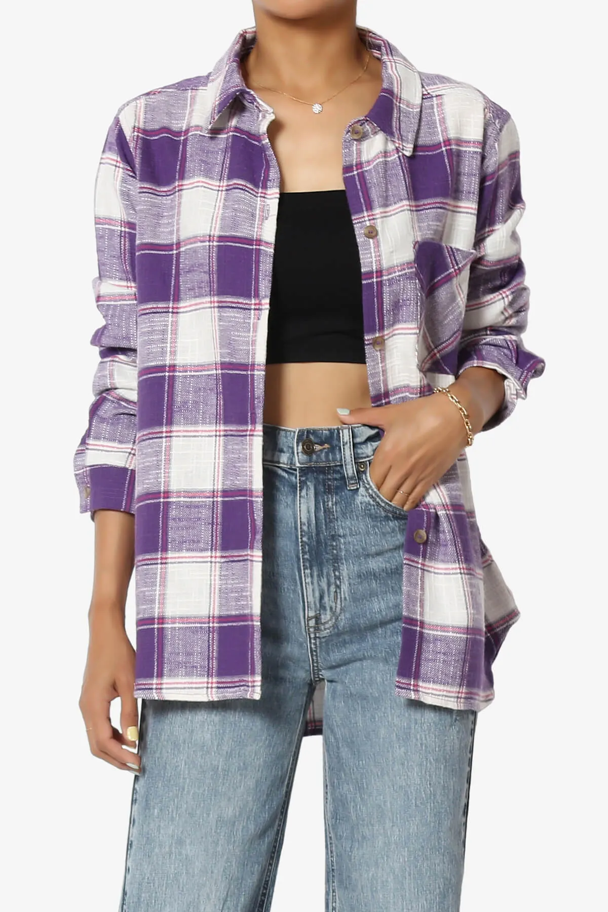 Allegra Plaid Flannel Button Down Shirt