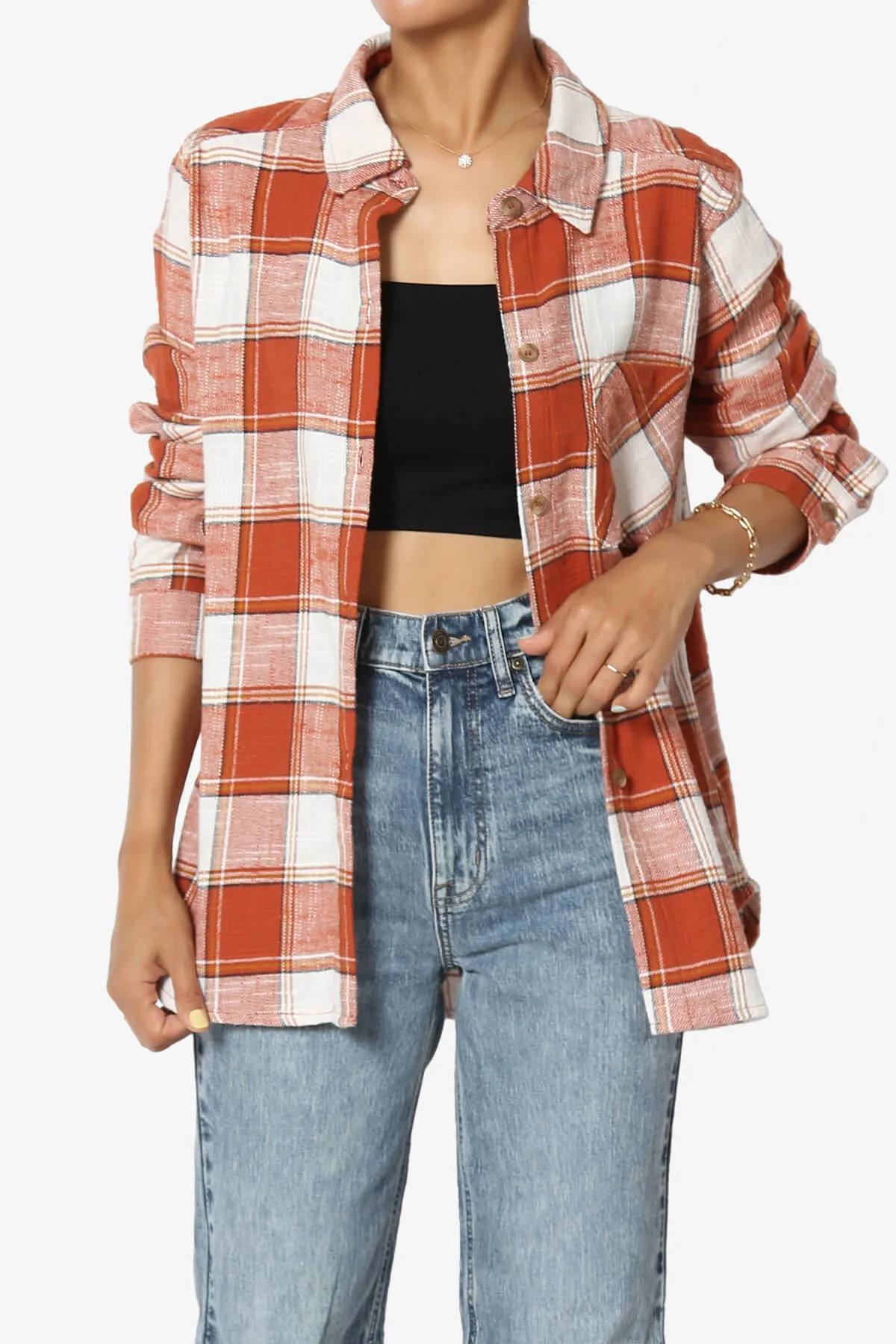 Allegra Plaid Flannel Button Down Shirt