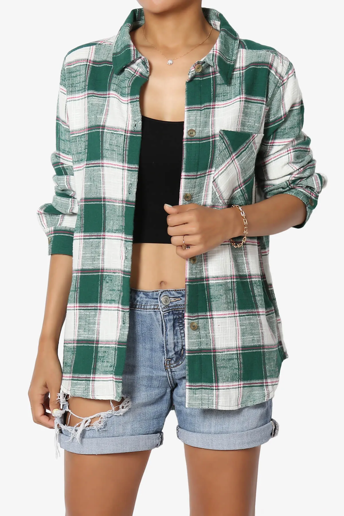 Allegra Plaid Flannel Button Down Shirt