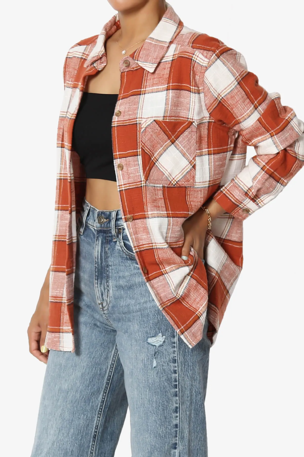 Allegra Plaid Flannel Button Down Shirt
