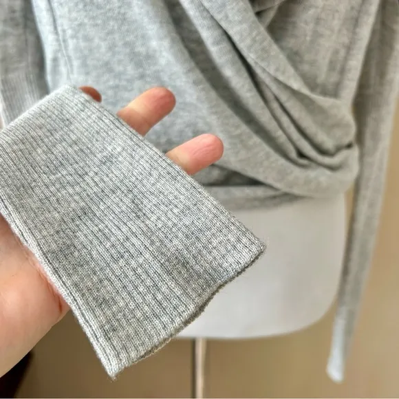 AllSaints Pirate Cardigan Wrap Light Dove Gray Wool Silk Tie Front Size 8 Small