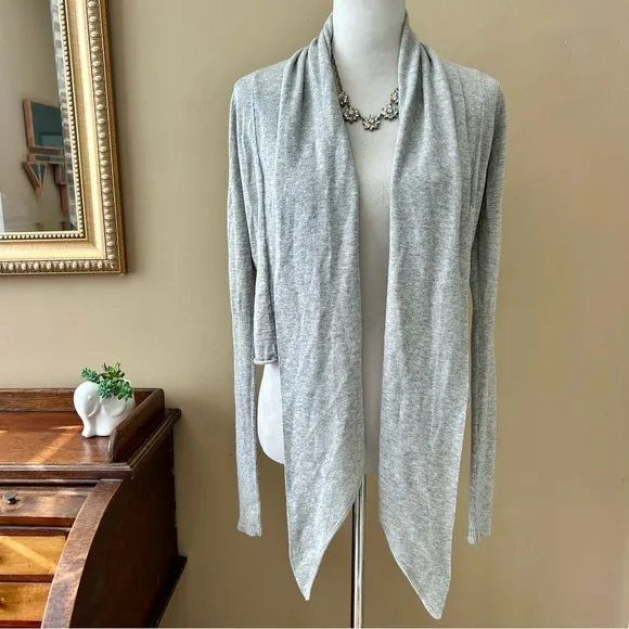 AllSaints Pirate Cardigan Wrap Light Dove Gray Wool Silk Tie Front Size 8 Small