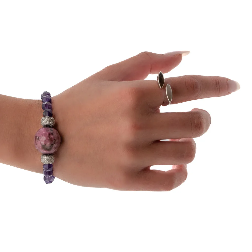 Amethyst & Diamond Beaded Stylish Bracelet