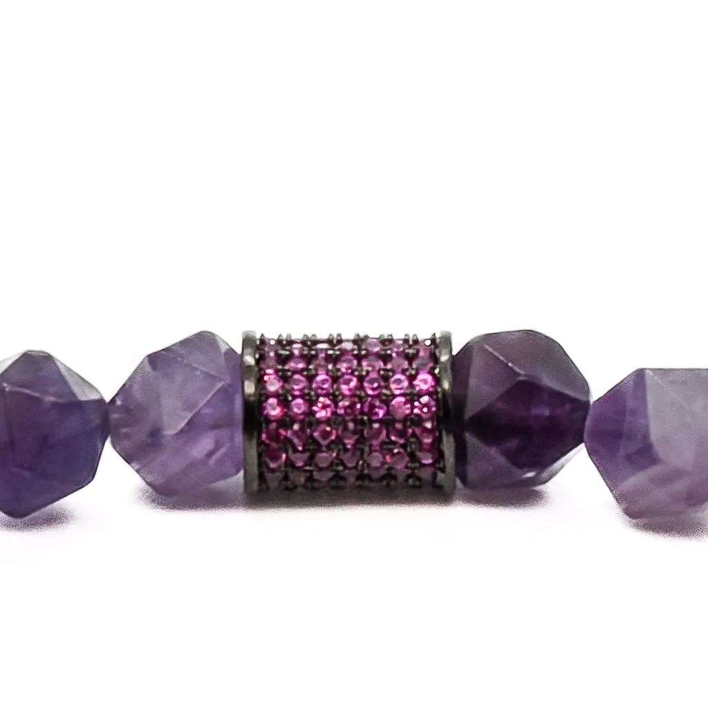 Amethyst & Diamond Beaded Stylish Bracelet