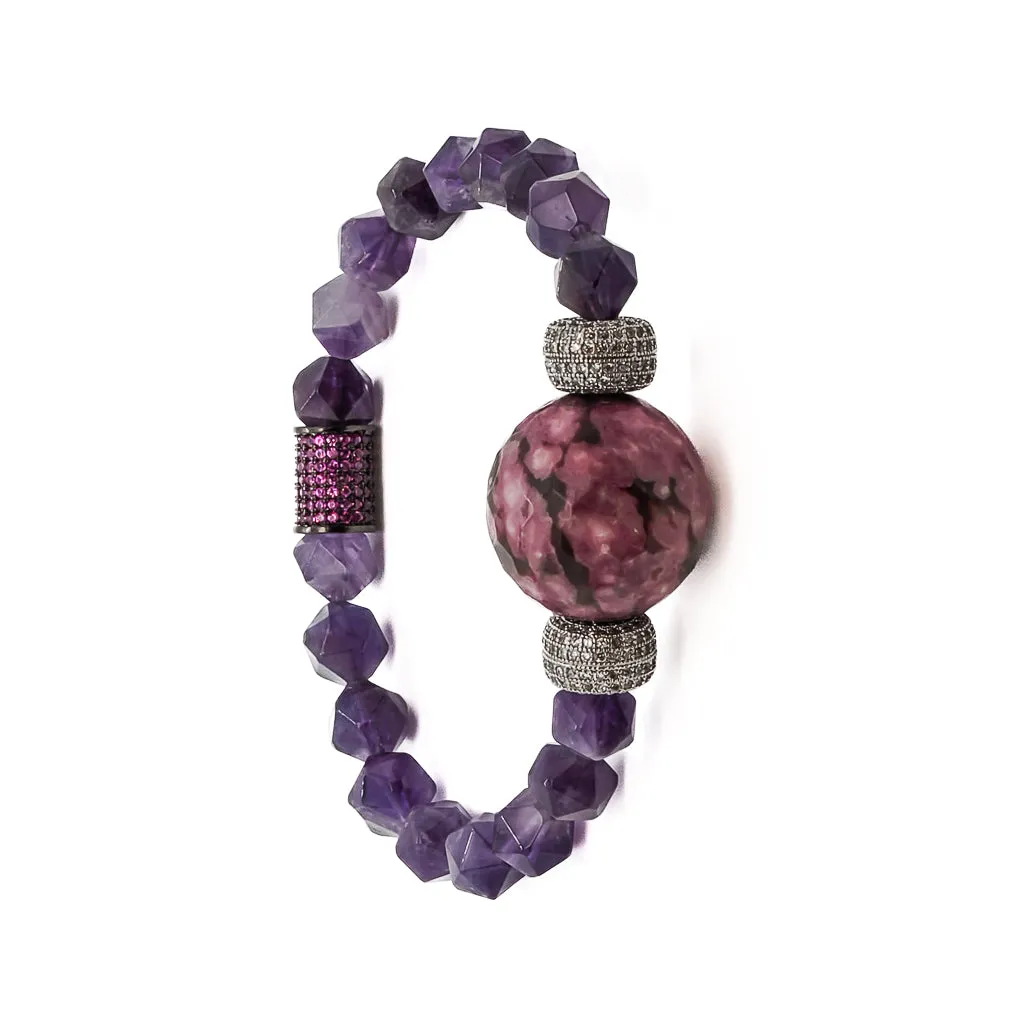 Amethyst & Diamond Beaded Stylish Bracelet