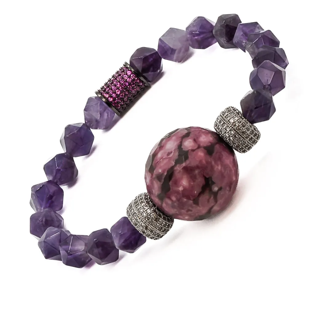 Amethyst & Diamond Beaded Stylish Bracelet