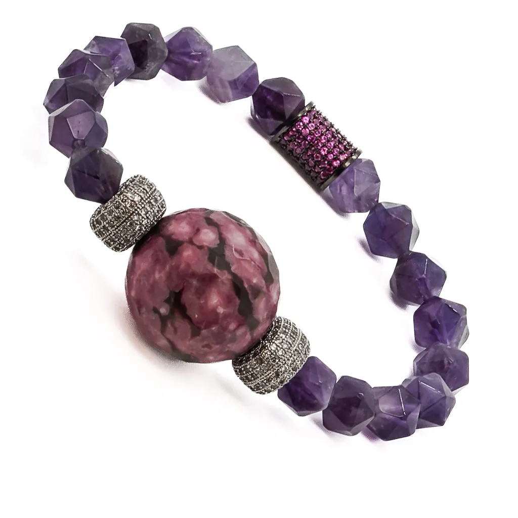 Amethyst & Diamond Beaded Stylish Bracelet