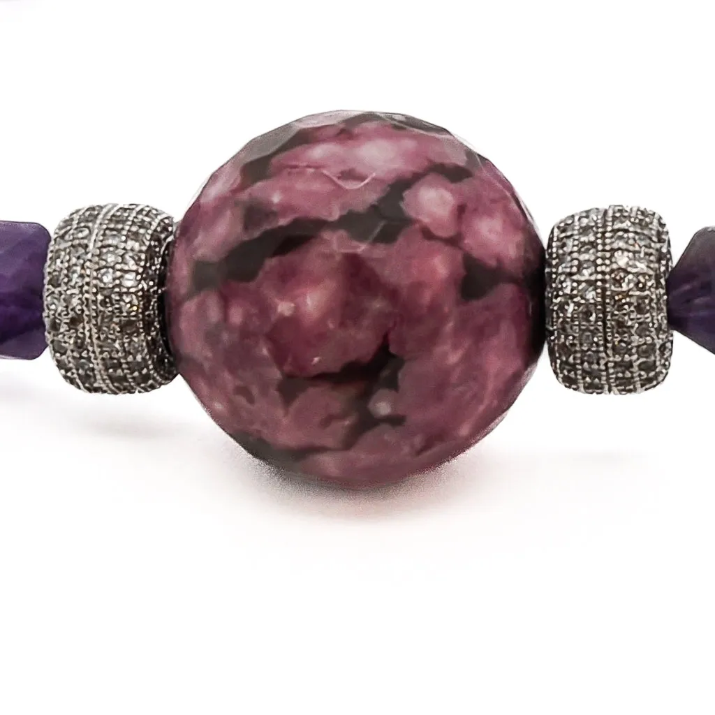 Amethyst & Diamond Beaded Stylish Bracelet
