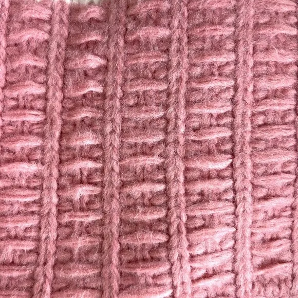 Ann Taylor Textured Blush and White Striped Turtleneck Size Large NWOT