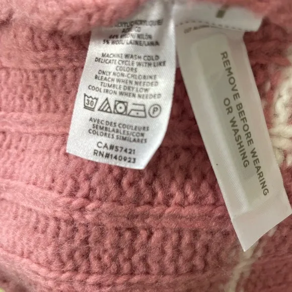 Ann Taylor Textured Blush and White Striped Turtleneck Size Large NWOT