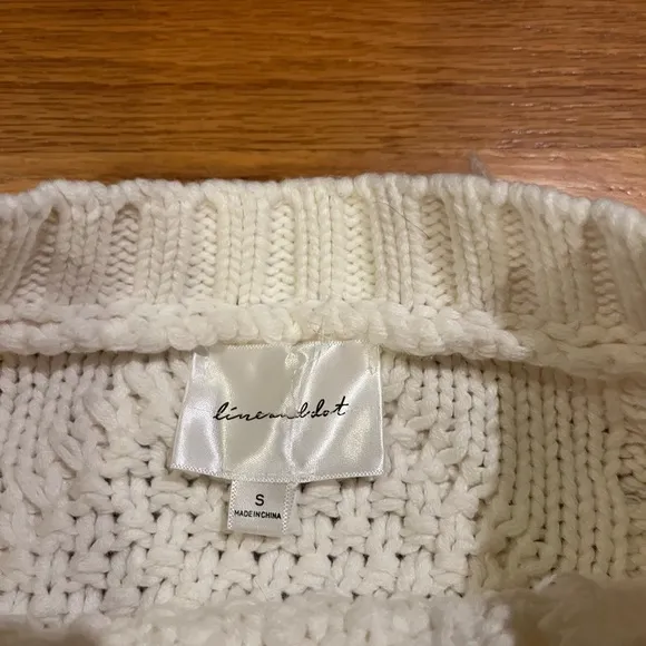 ANTHROPOLOGIE LINE &amp; DOT Jasper Fringe Sweater White Small