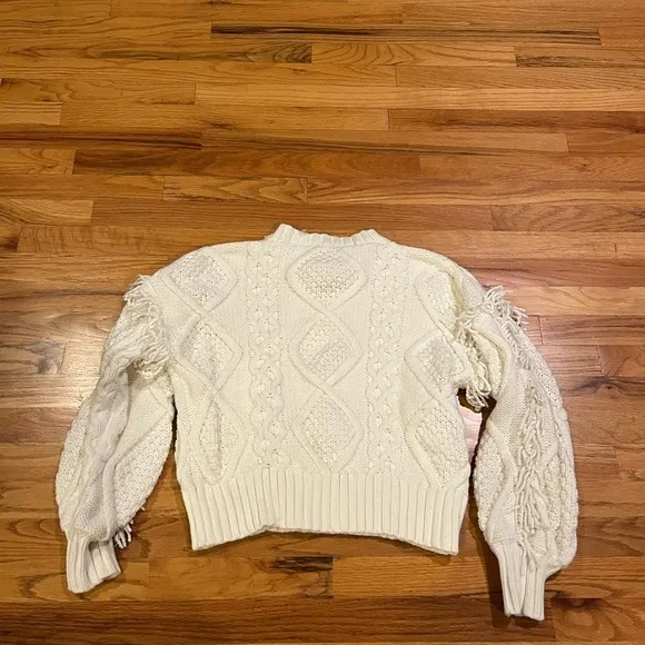 ANTHROPOLOGIE LINE &amp; DOT Jasper Fringe Sweater White Small