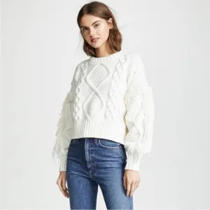 ANTHROPOLOGIE LINE &amp; DOT Jasper Fringe Sweater White Small