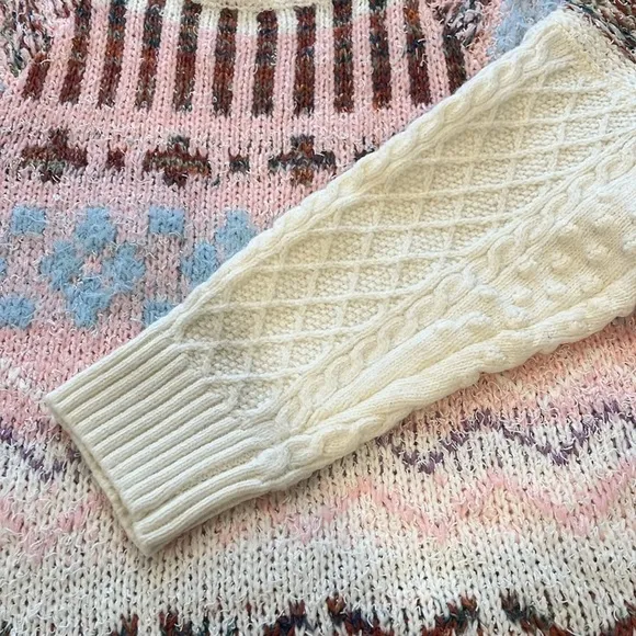 Anthropologie Tea N Rose Mohair Wool Blend Chunky Knit Oversized Sweater Medium