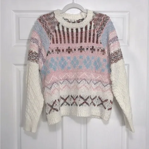 Anthropologie Tea N Rose Mohair Wool Blend Chunky Knit Oversized Sweater Medium