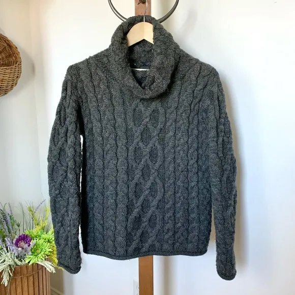 Aran Merino Wool Cable Knit Fisherman Sweater