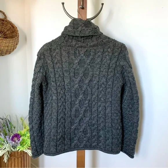 Aran Merino Wool Cable Knit Fisherman Sweater