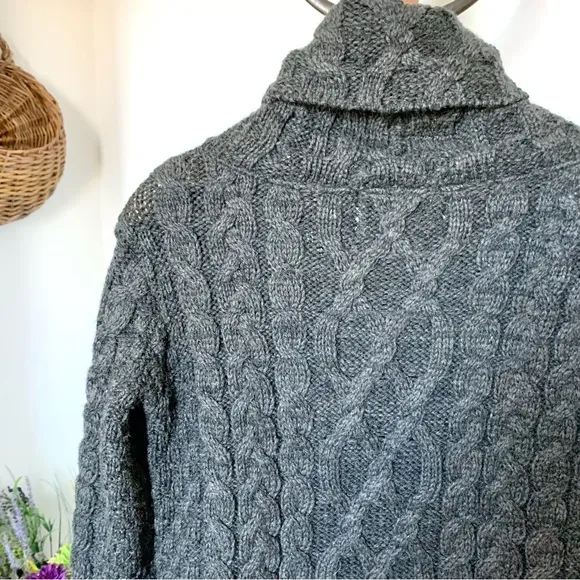 Aran Merino Wool Cable Knit Fisherman Sweater