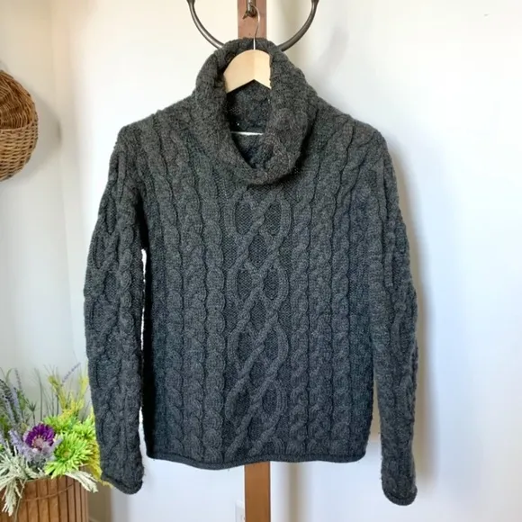 Aran Merino Wool Cable Knit Fisherman Sweater