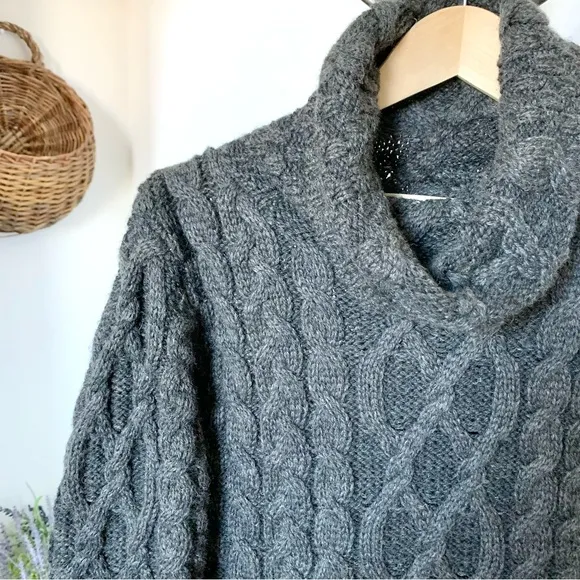 Aran Merino Wool Cable Knit Fisherman Sweater