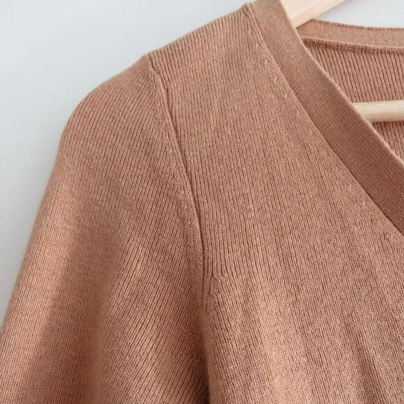 ARITZIA BABATON Georgia Cropped Wool Blend Cardigan in Camel Tan - Size XS