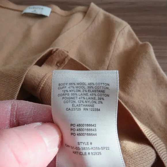 ARITZIA BABATON Georgia Cropped Wool Blend Cardigan in Camel Tan - Size XS