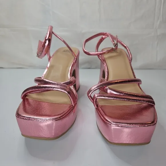 Astro Strappy Women Punk Platform Heeled First Class Lady Heels Metallic Pink