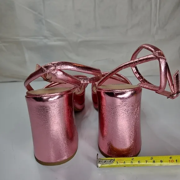 Astro Strappy Women Punk Platform Heeled First Class Lady Heels Metallic Pink
