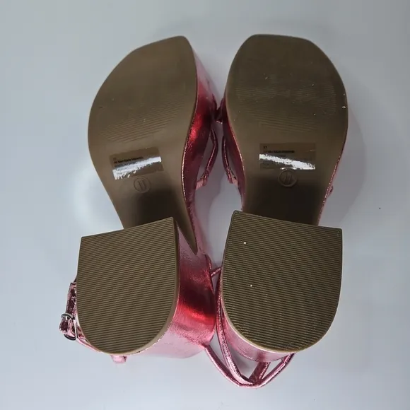 Astro Strappy Women Punk Platform Heeled First Class Lady Heels Metallic Pink