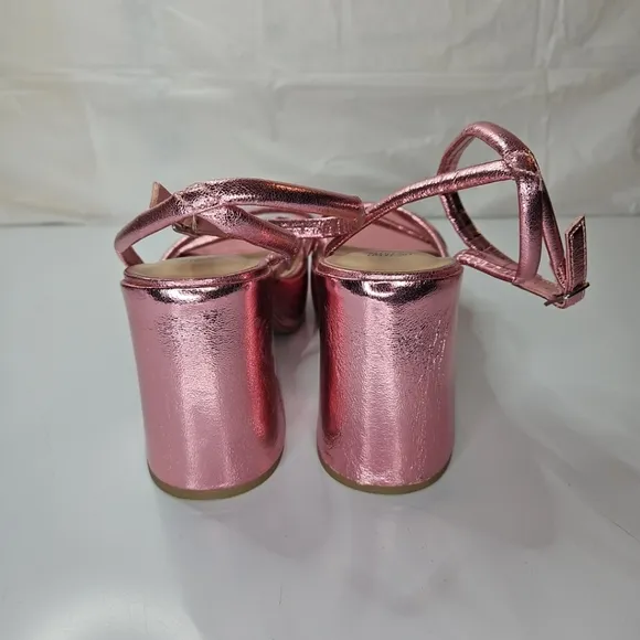 Astro Strappy Women Punk Platform Heeled First Class Lady Heels Metallic Pink